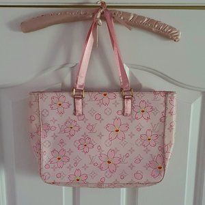Pink Cherry Blossom Monogram Bag Purse Wallet Set